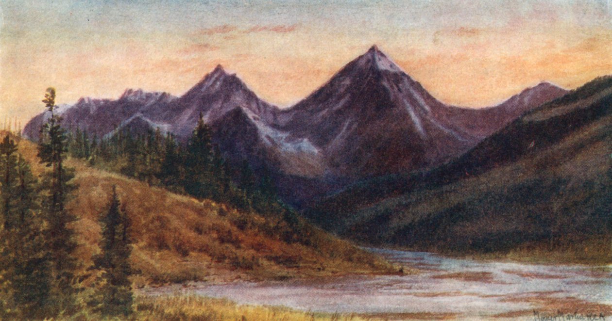 Chaîne de montagnes Van Horne, soirée (lithographie couleur) - Thomas Mower Martin