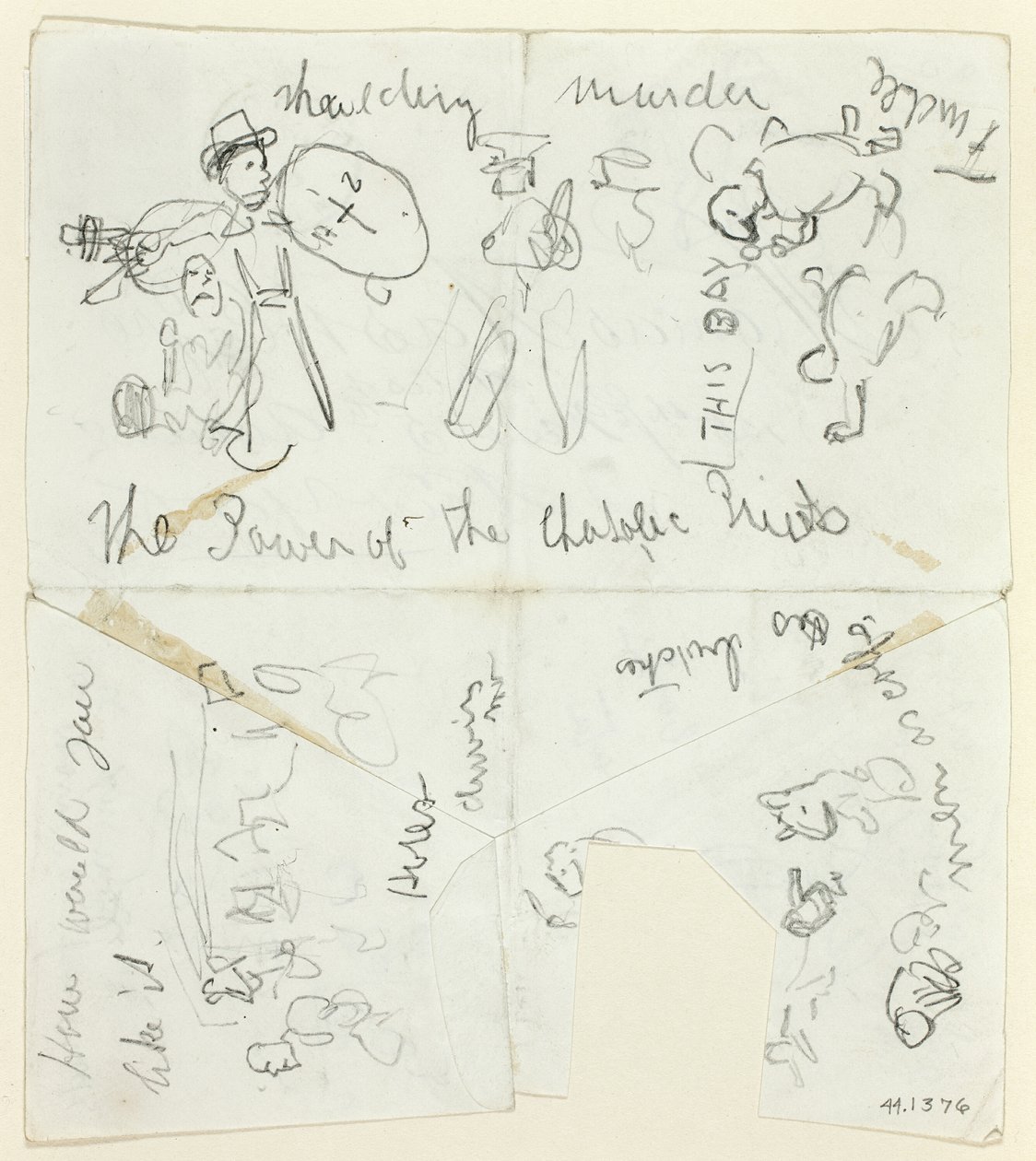 Feuille de croquis : Le pouvoir des prêtres catholiques (recto) ; Feuille de croquis (verso) - Thomas Nast