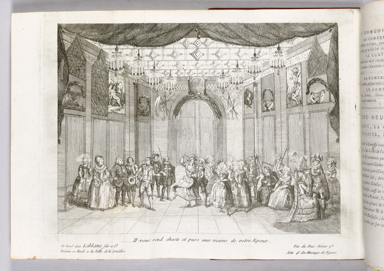 "Il vous rend chaste et pure aux mains de votre époux", illustration de "Le Mariage de Figaro" par Pierre Augustin Caron de Beaumarchais, 1784 - Thomas Naudet