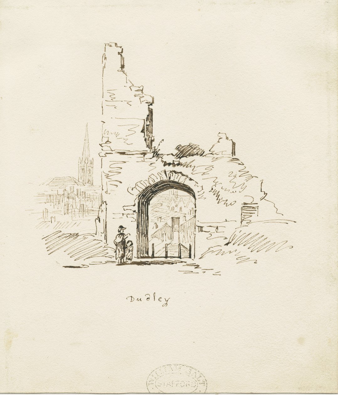 Château de Dudley - Le Donjon: croquis au crayon, nd [19e siècle] - Thomas Peploe Wood