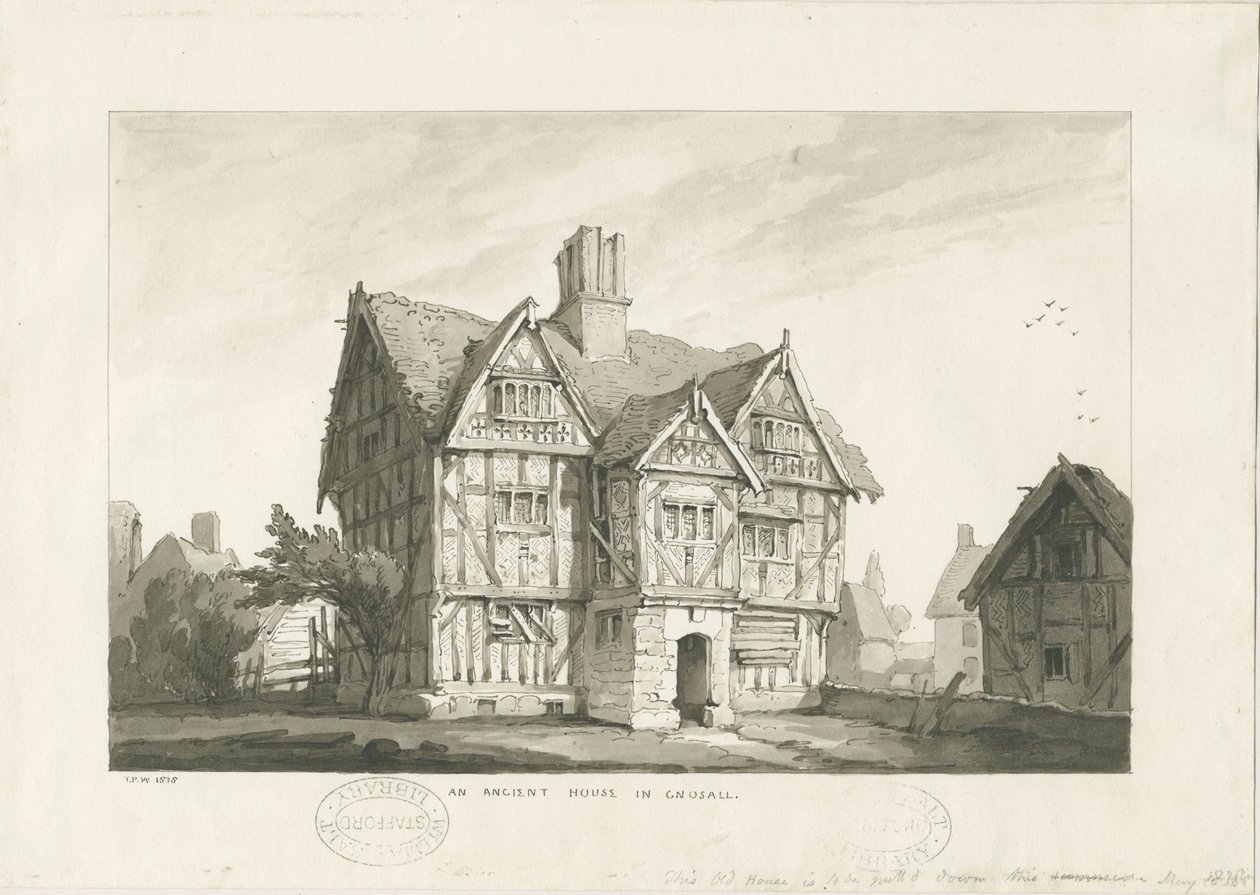 Village de Gnosall - Maison Ancienne: dessin au lavis - Thomas Peploe Wood