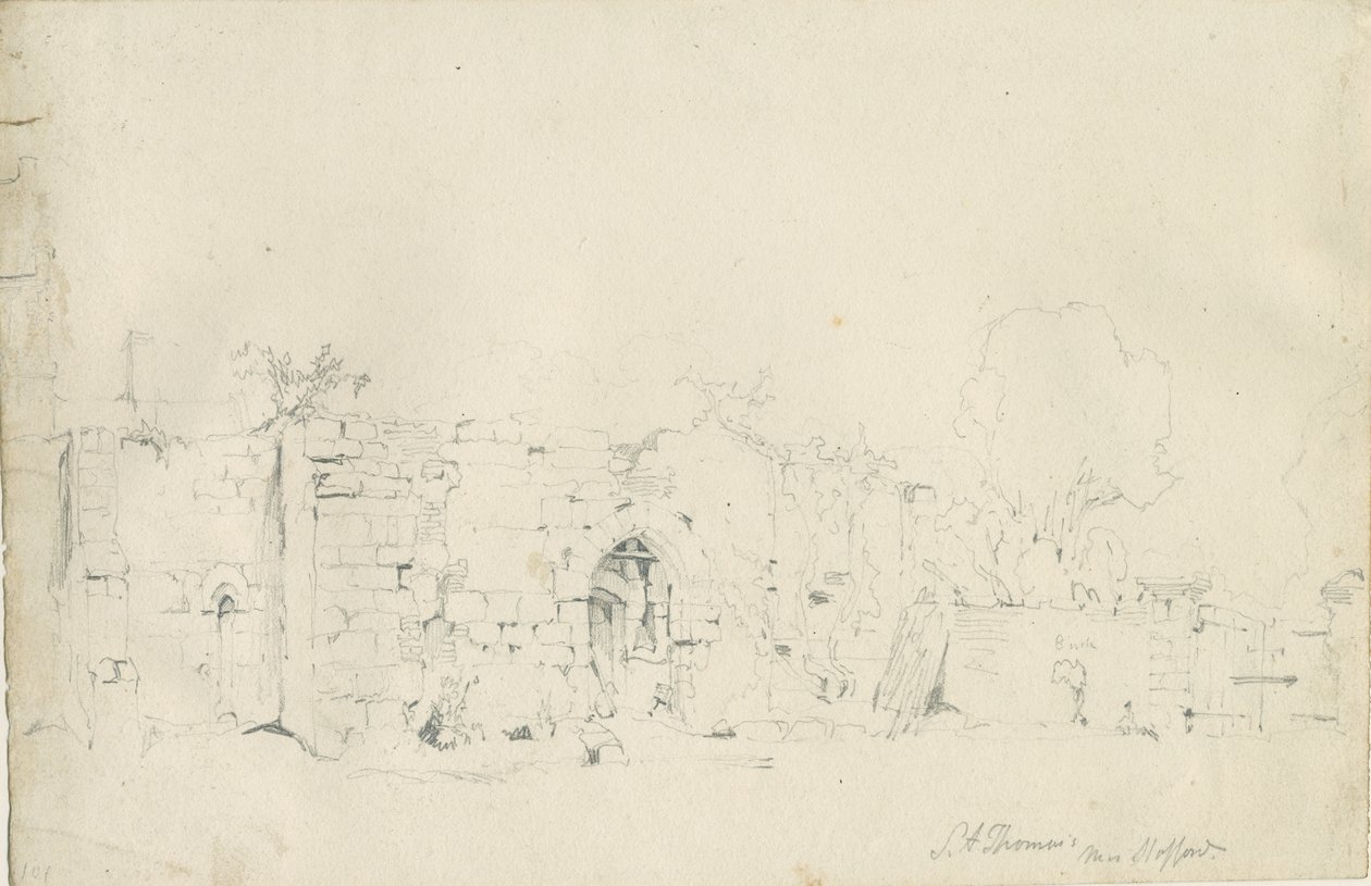 Stafford - Prieuré Saint-Thomas : dessin au crayon, nd [1839] - Thomas Peploe Wood