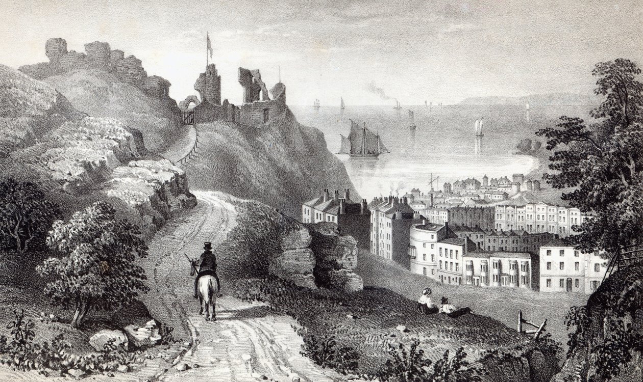 Château de Hastings depuis la plantation du révérend W. Wallinger, gravé par R. Martin - Thomas Ross