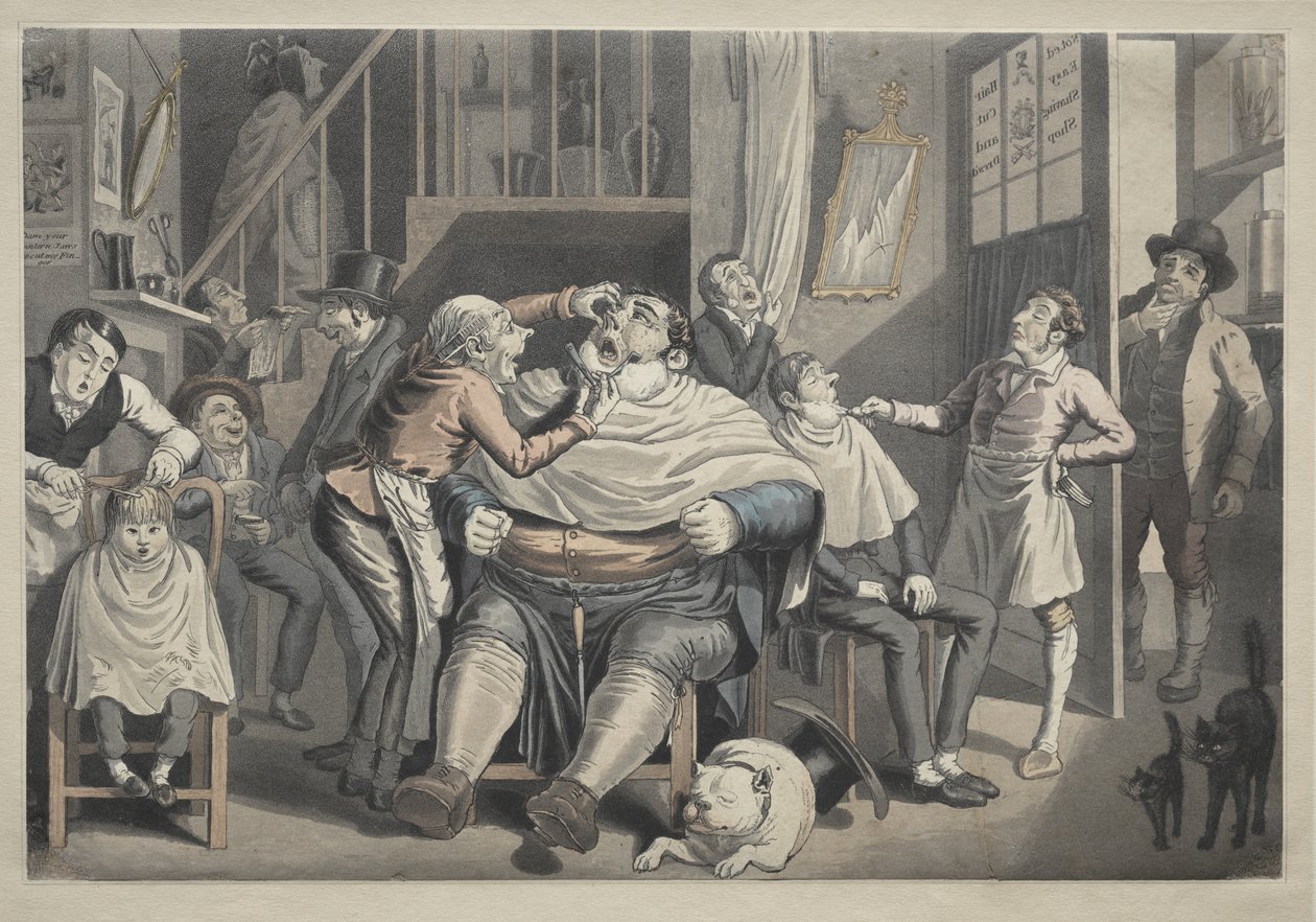 Un salon de coiffure pour hommes - Thomas Rowlandson