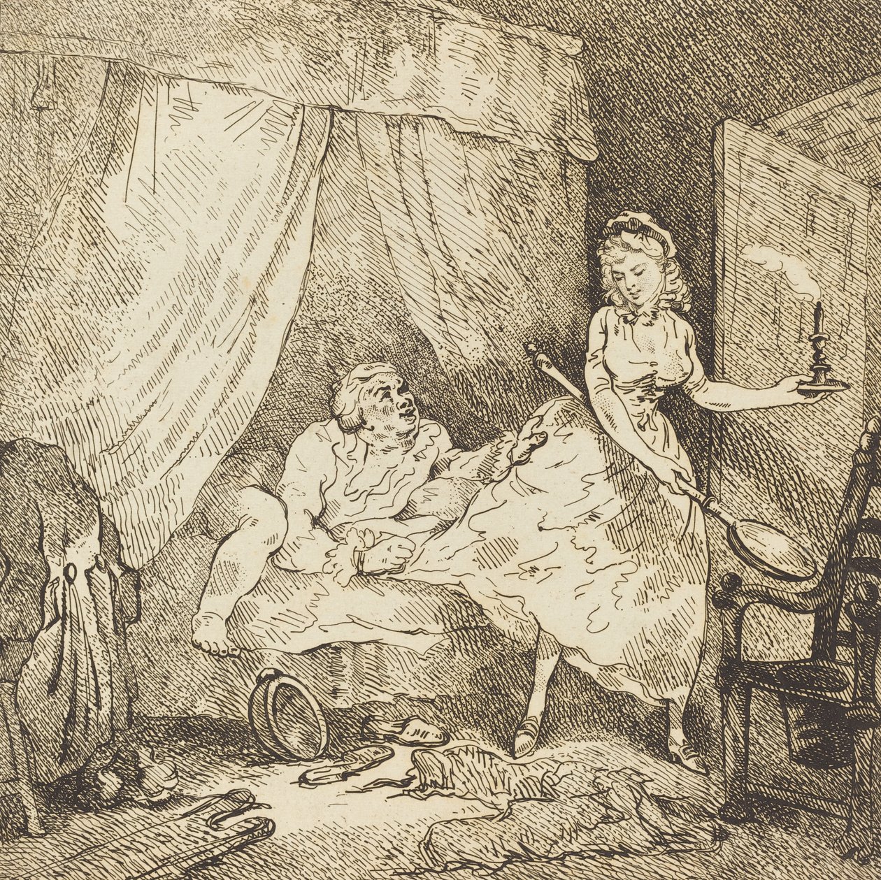Un chauffe-lit, vers 1785 - Thomas Rowlandson