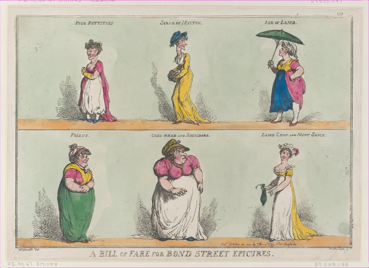 Un menu pour les épicuriens de Bond Street !!, 25 octobre 1808 - Thomas Rowlandson