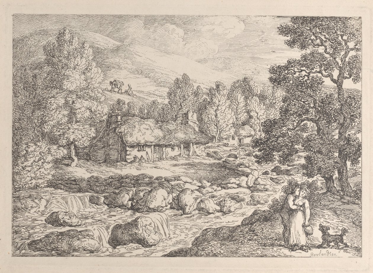 Une cascade en Cornouailles, tirée de « Vues de Cornouailles » - Thomas Rowlandson