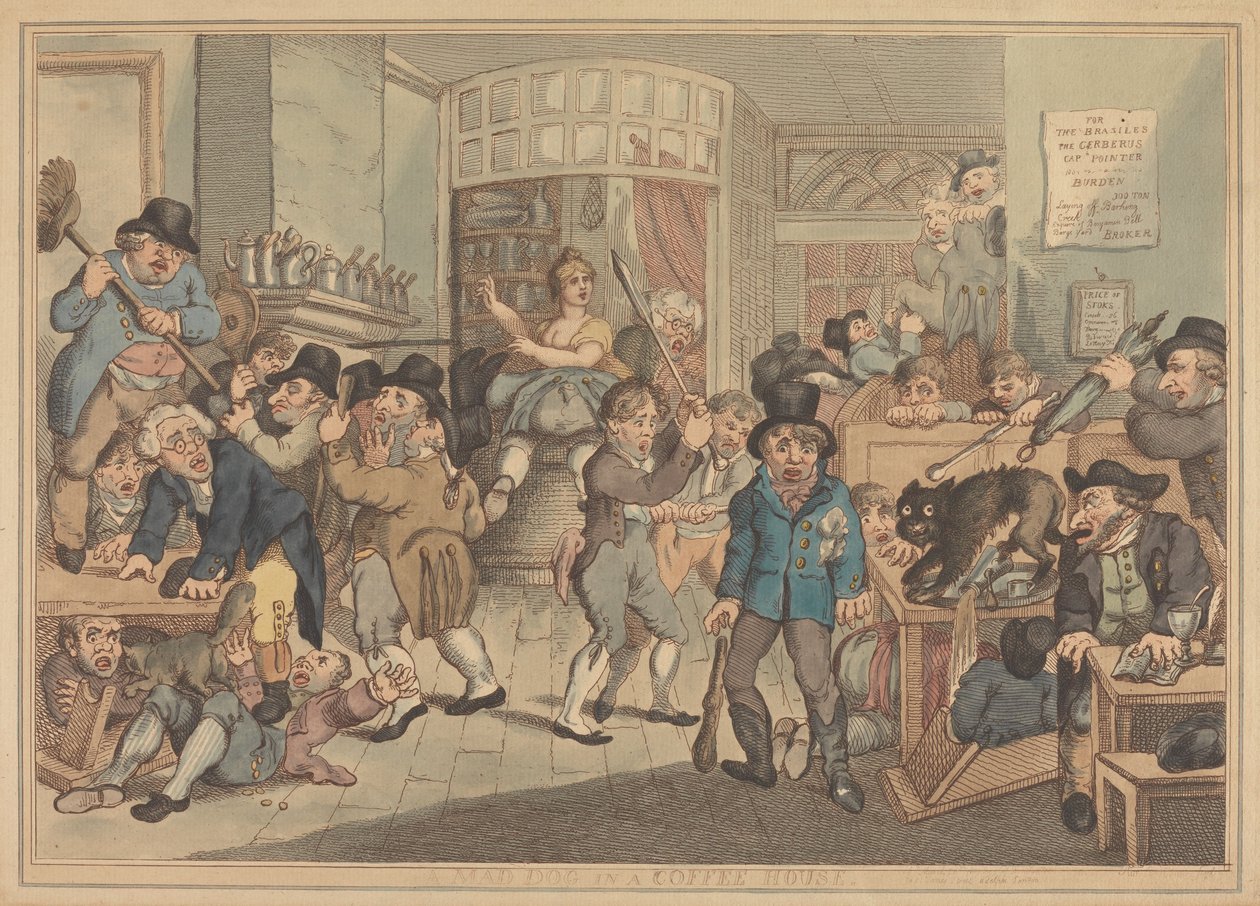 Un chien enragé dans un café - Thomas Rowlandson