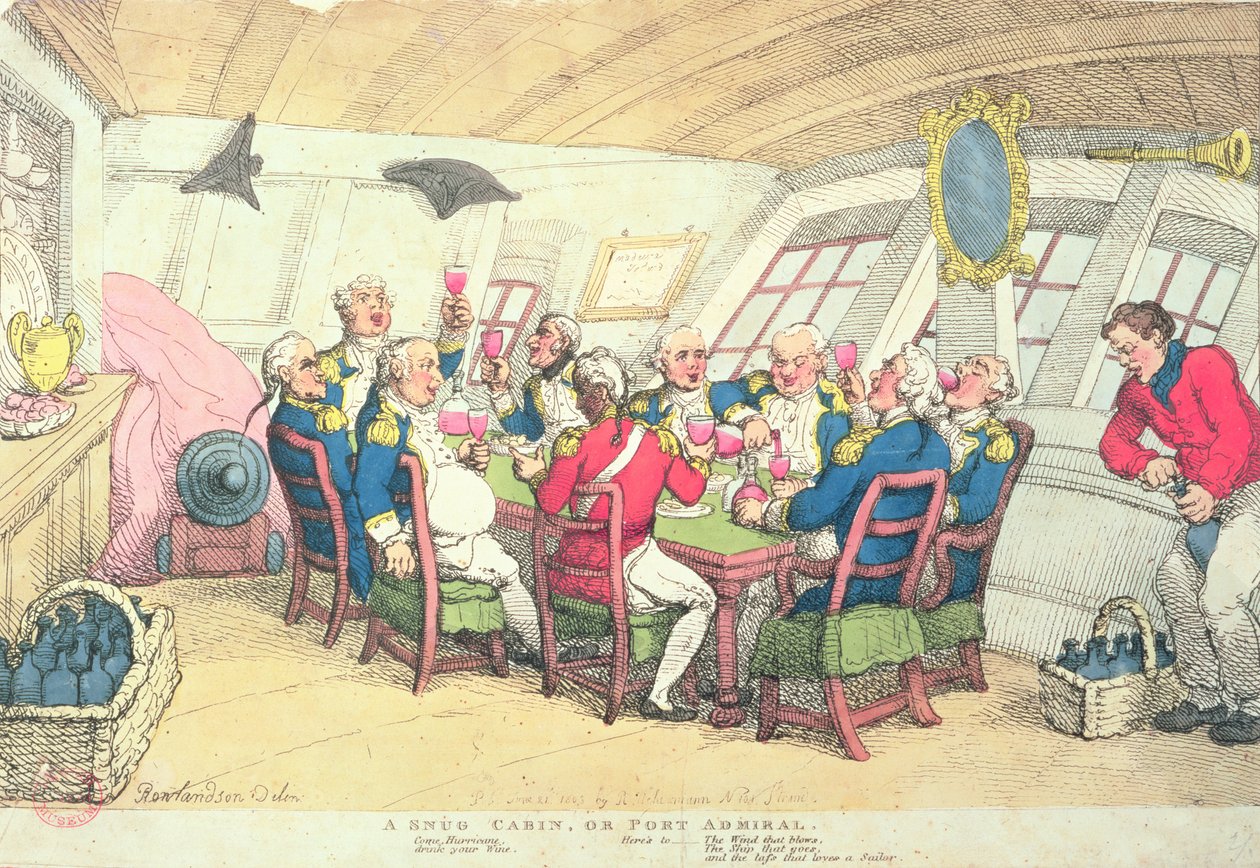 Une cabine confortable ou amiral du port (gravure en couleur) - Thomas Rowlandson