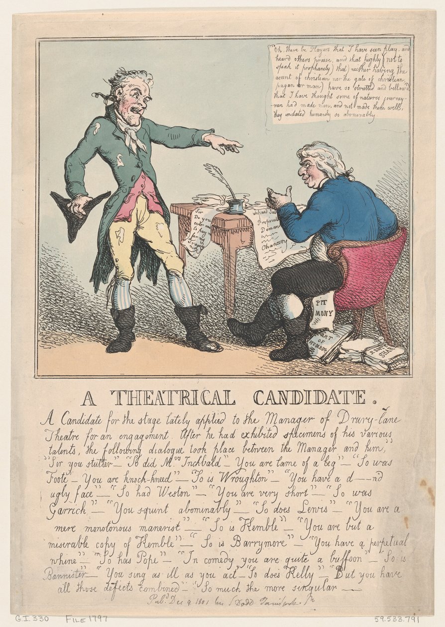 Un candidat théâtral, 1797 - Thomas Rowlandson