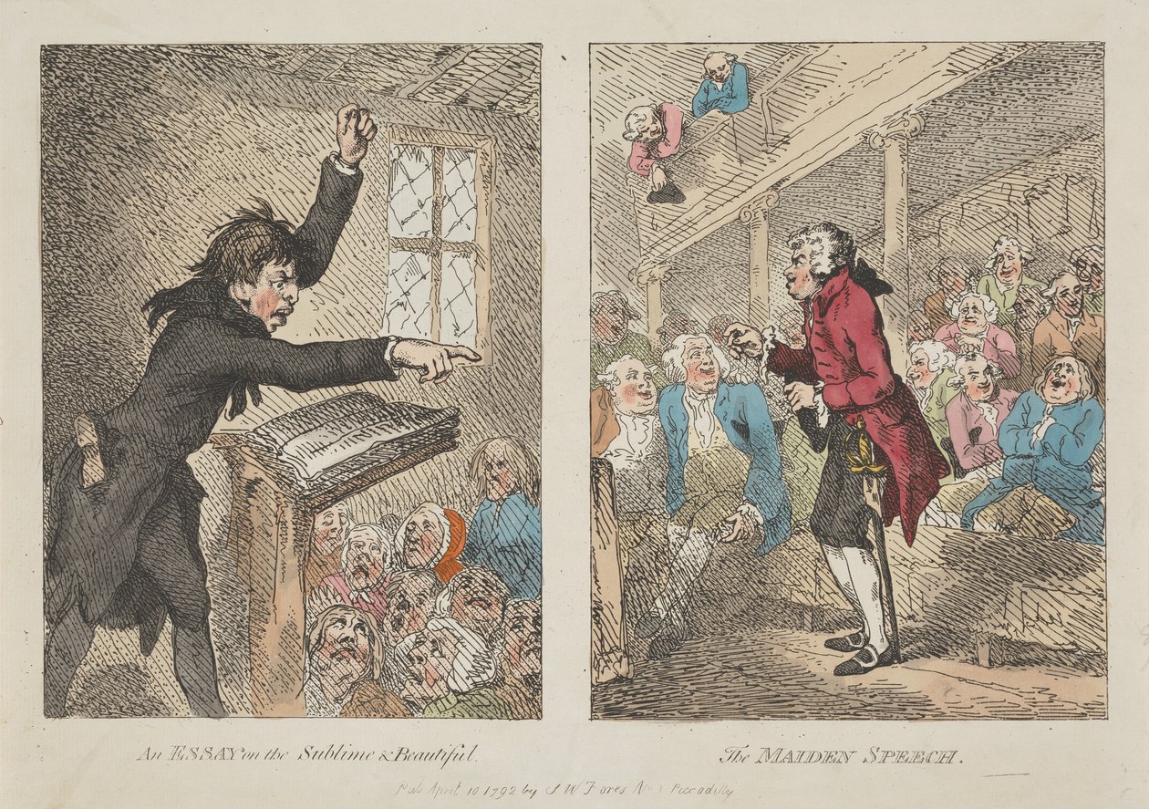 Essai sur le sublime et le beau, Le discours de la jeune fille - Thomas Rowlandson
