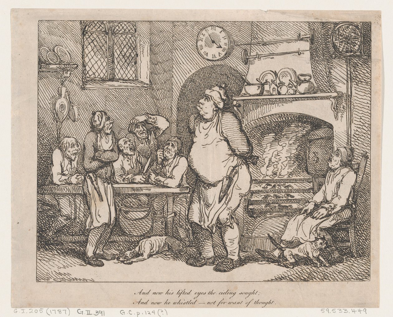 Et maintenant ses yeux levés cherchaient le plafond..., 1787 - Thomas Rowlandson