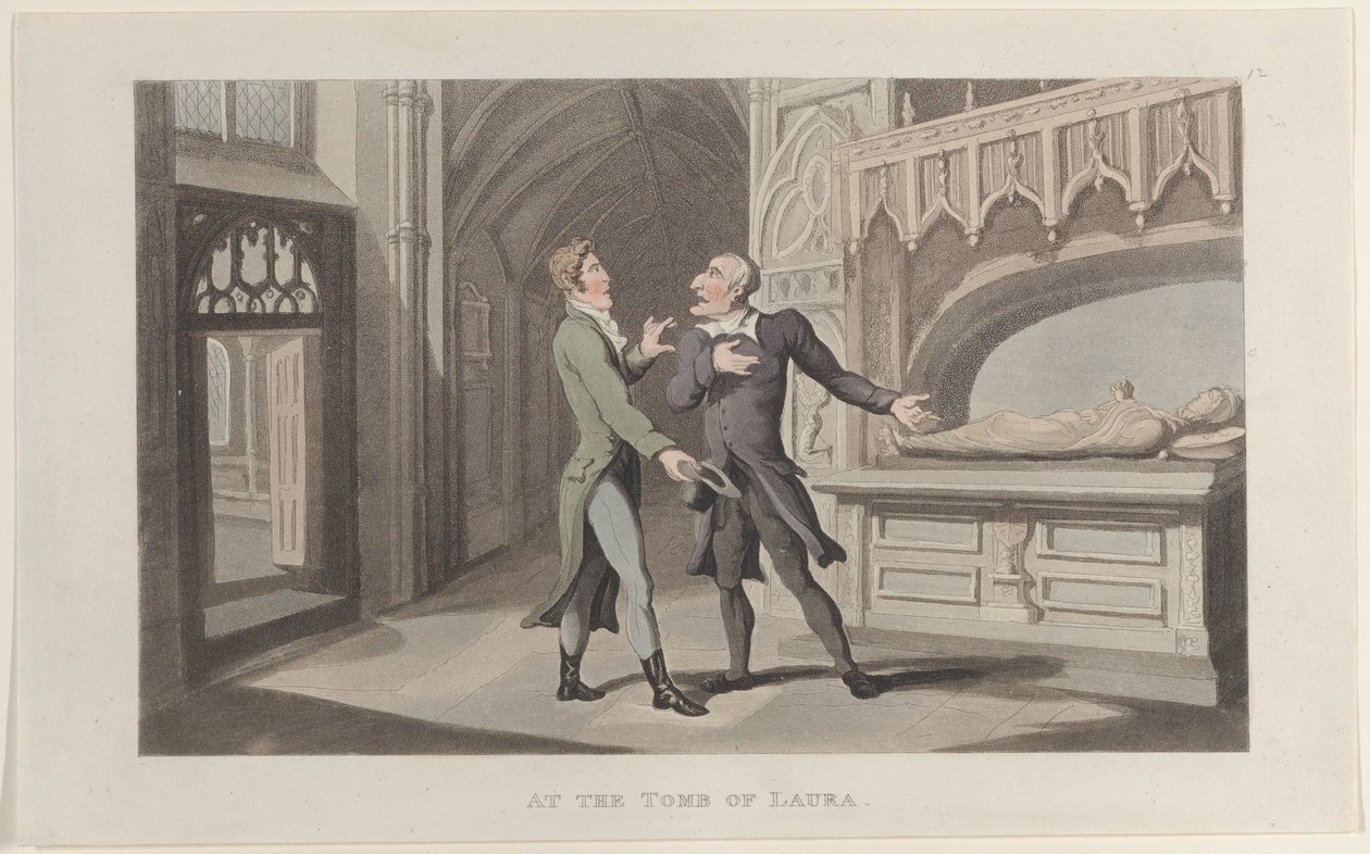 À la tombe de Laura, du Journal des voyages sentimentaux dans les provinces du sud, 1817-21 - Thomas Rowlandson
