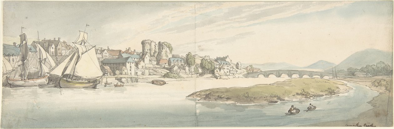 Le château de Carmarthen, au Pays de Galles - Thomas Rowlandson