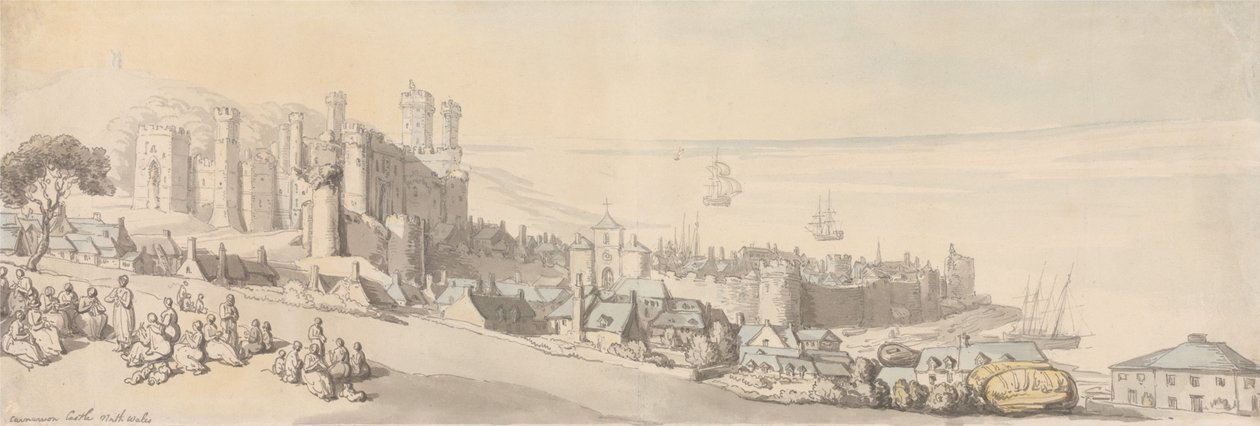 Le château de Carnarvon, dans le nord du Pays de Galles - Thomas Rowlandson