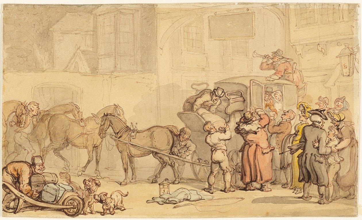 Changement de chevaux de la diligence - Thomas Rowlandson