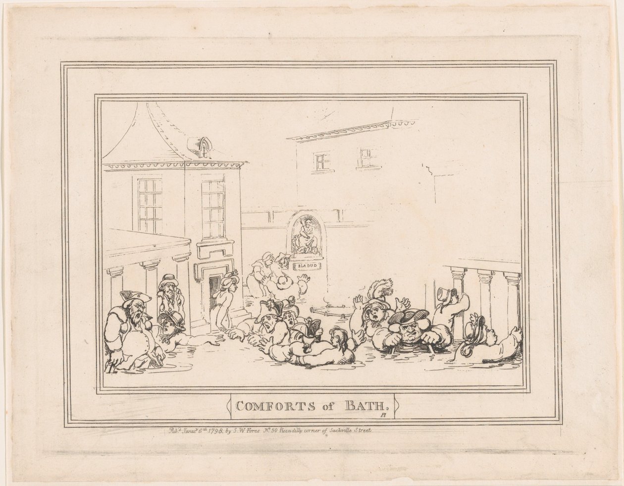 Les Conforts de Bath, Plaque 7, 6 janvier 1798 - Thomas Rowlandson