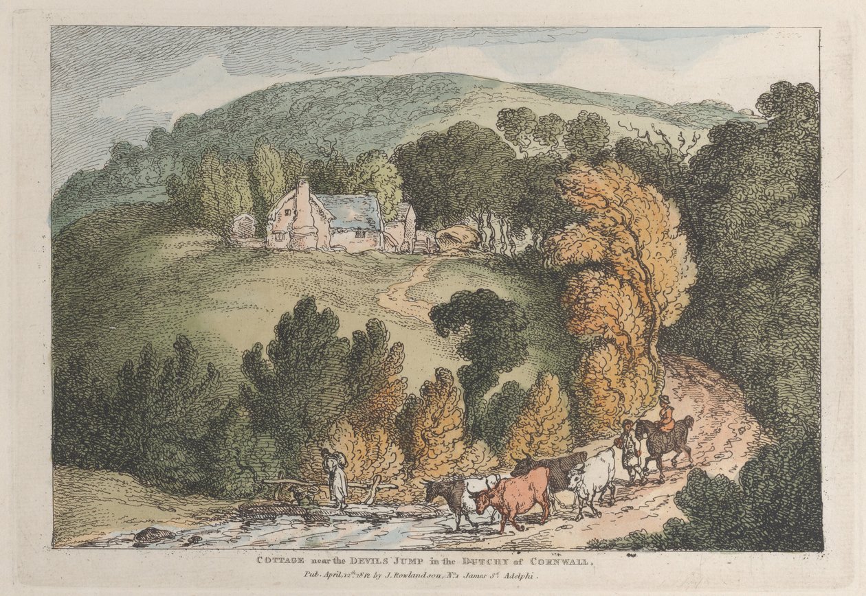 Cottage près du saut du diable dans le duché de Cornouailles, de Vues en Cornouailles, 12 avril 1812 - Thomas Rowlandson
