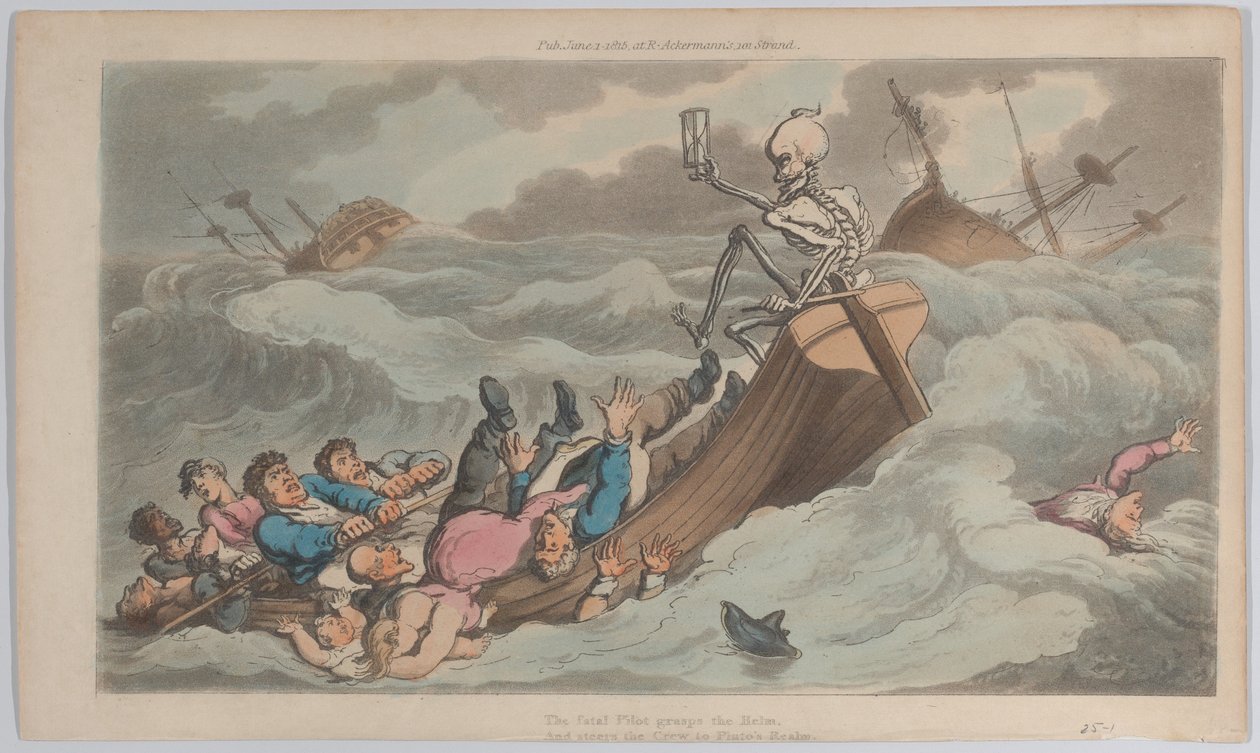 La Mort devenue Pilote de La Danse de la Mort anglaise, vol. II, pl. 9, 1er juin 1815 - Thomas Rowlandson