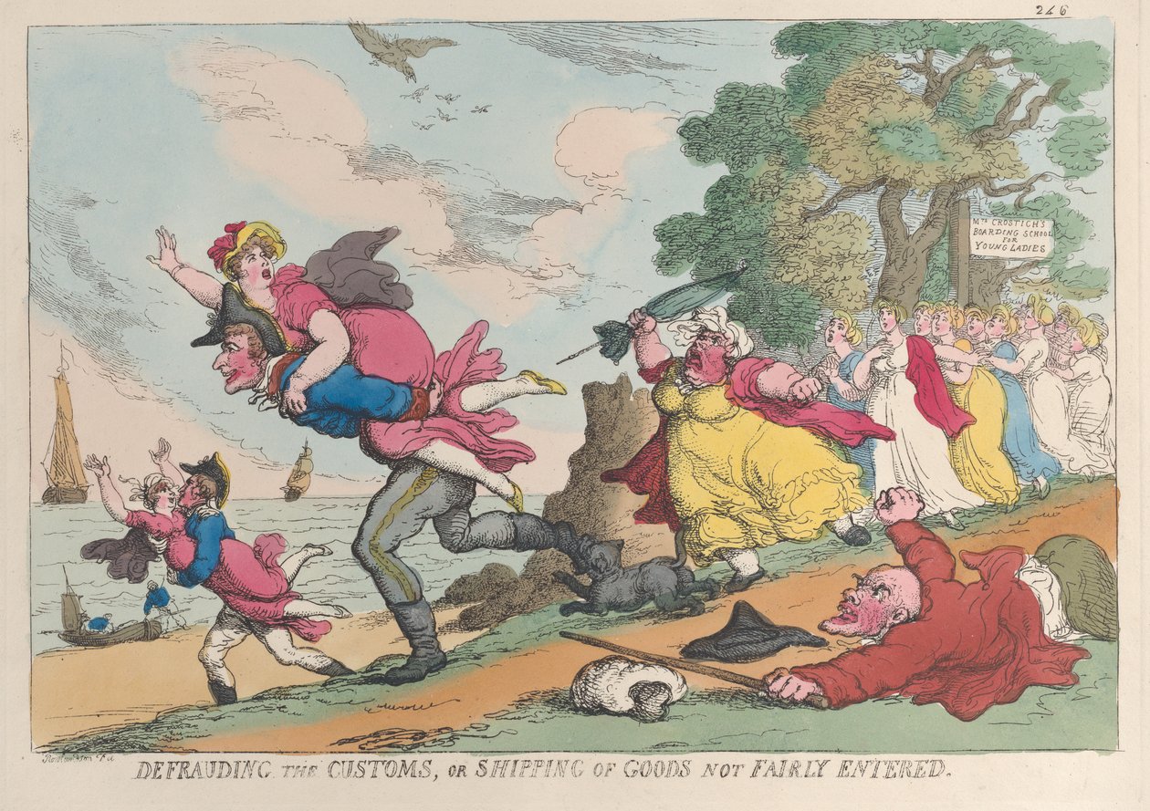 Fraude douanière ou expédition de marchandises non correctement déclarées - Thomas Rowlandson