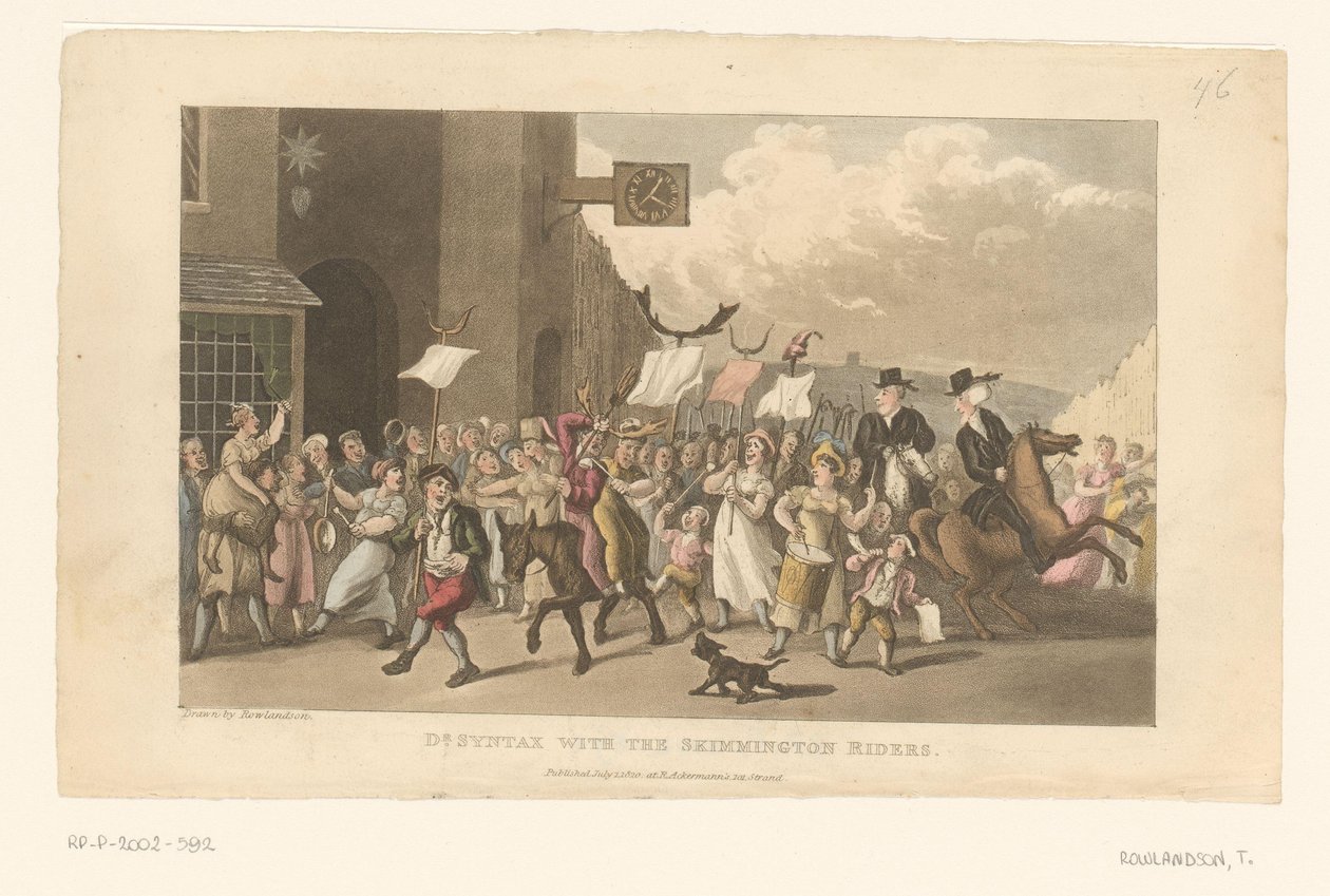 Le docteur Syntax participe au charivari à cheval - Thomas Rowlandson