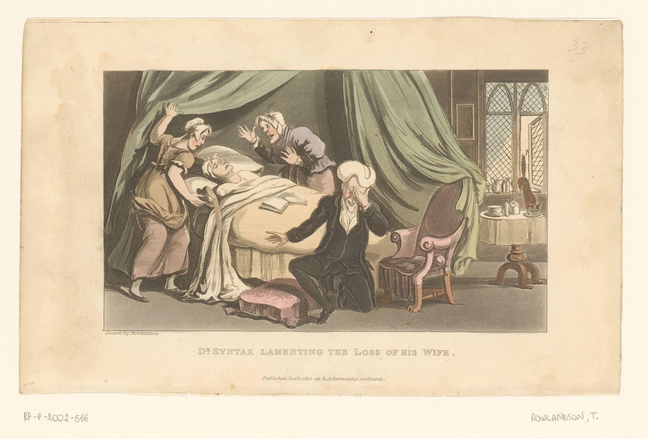 Le docteur Syntax pleure la mort de sa femme - Thomas Rowlandson