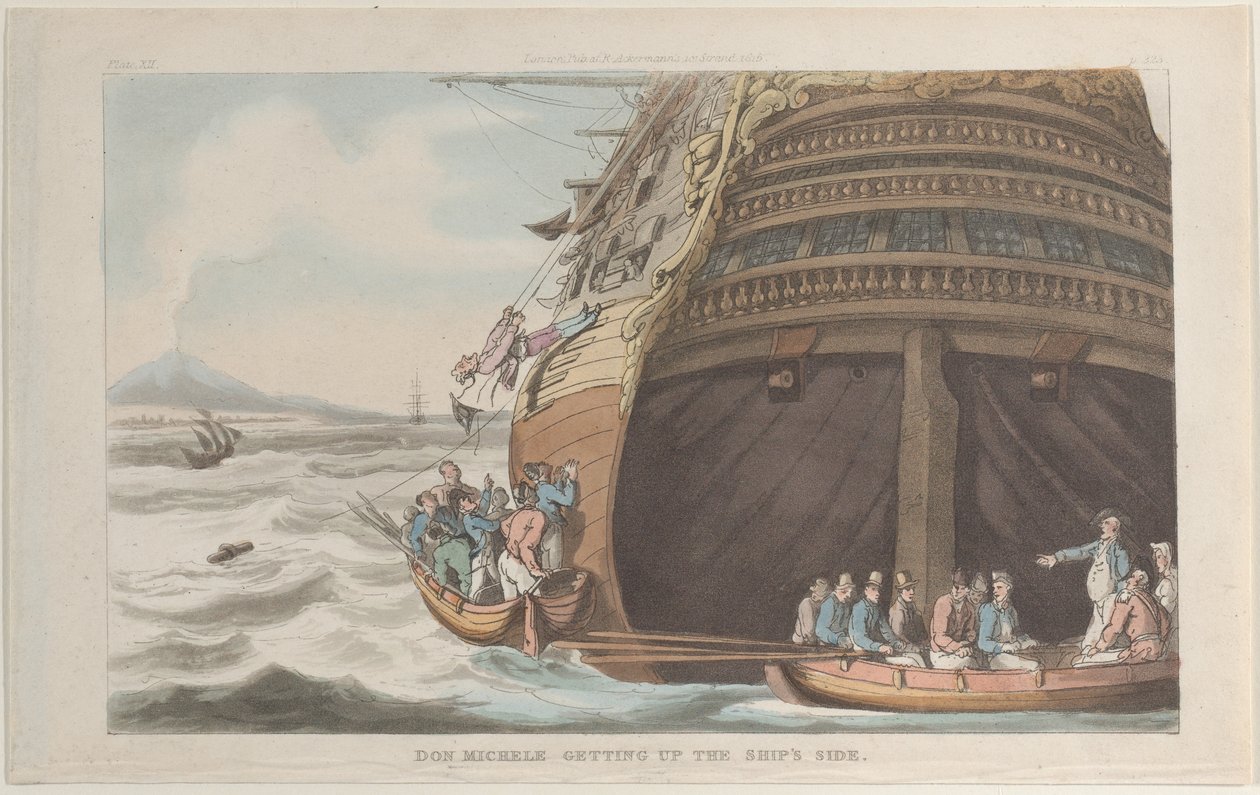 Don Michele Montant à Bord du Navire, de Naples et la Campagna Felice - Thomas Rowlandson