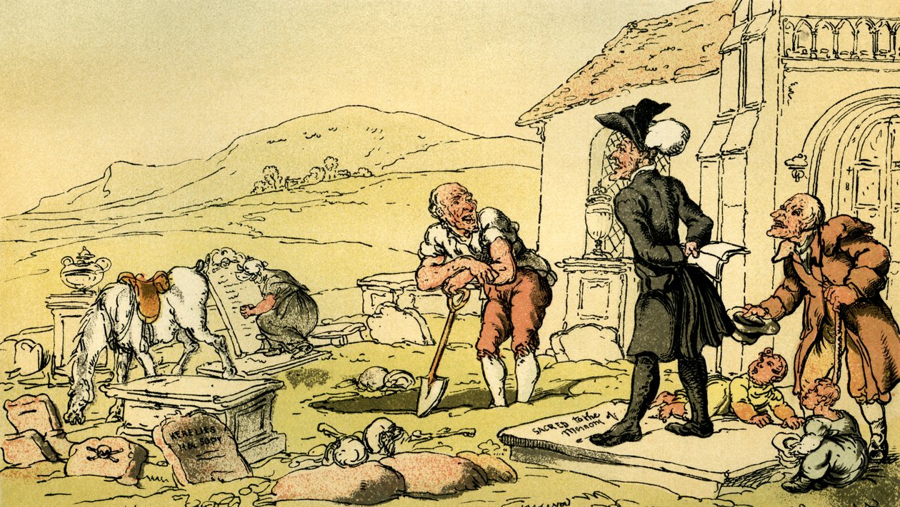 Le Dr Syntax méditant sur les pierres tombales - Thomas Rowlandson