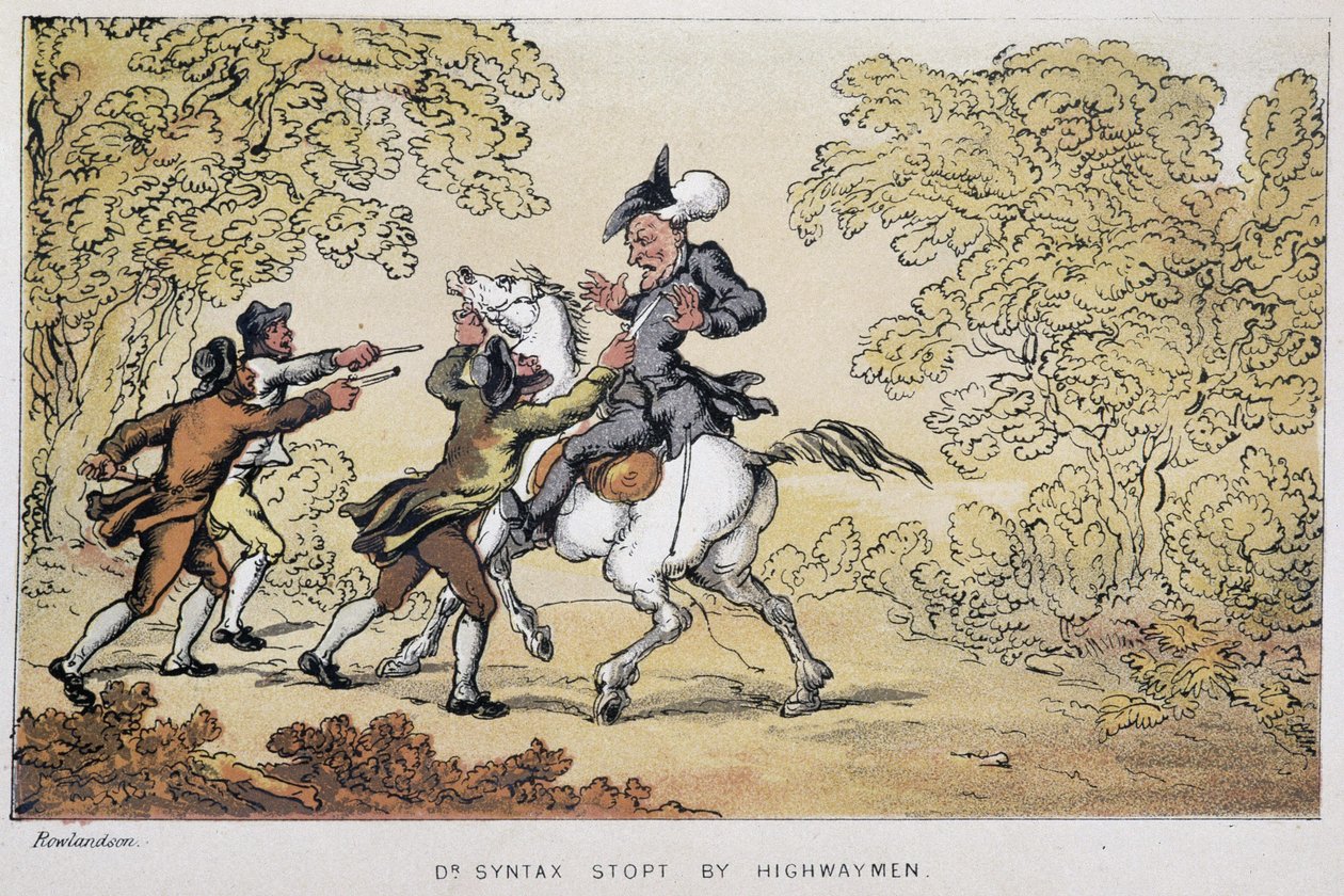 Le docteur Syntax arrêté par des bandits - dans « Les trois tours du docteur Syntax : à la recherche du pittoresque, de la consolation et d