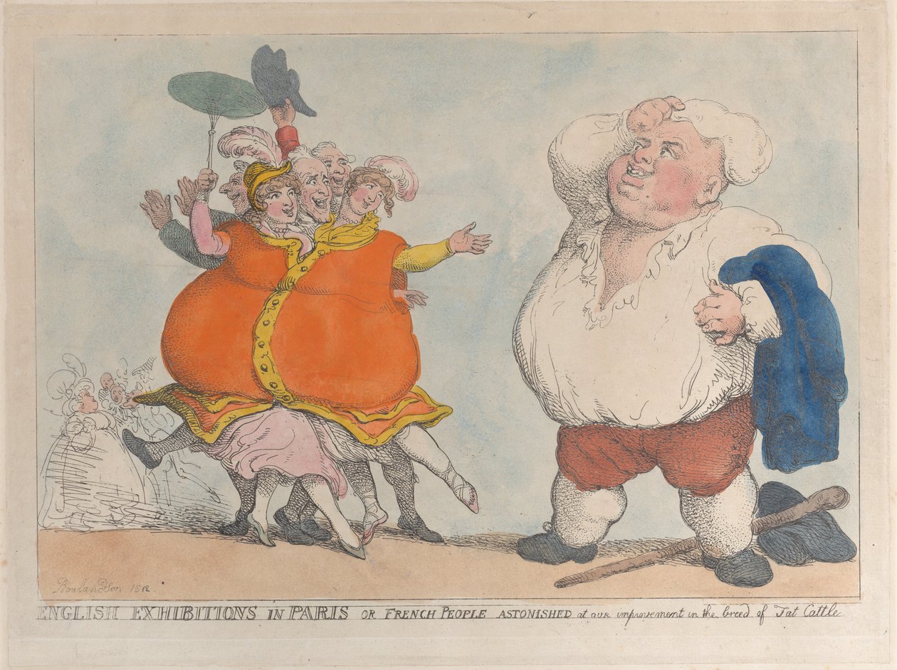 Expositions anglaises à Paris ou les Français étonnés de notre amélioration de la race, 1812 - Thomas Rowlandson
