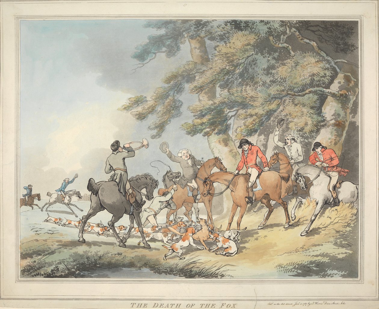 La chasse au renard [série de six] :   3. La mort du renard - Thomas Rowlandson