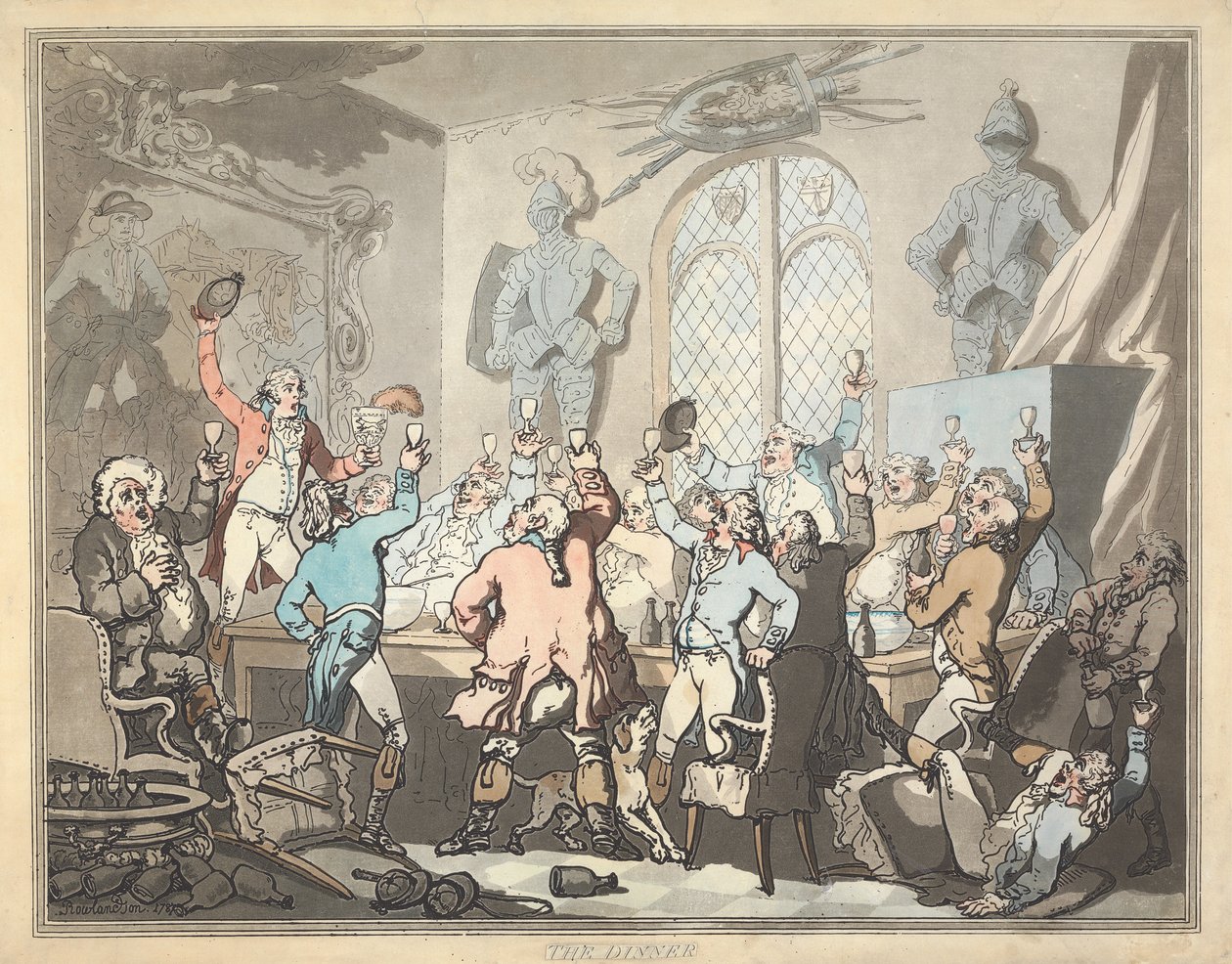La chasse au renard [série de six] :  6.  Le dîner - Thomas Rowlandson