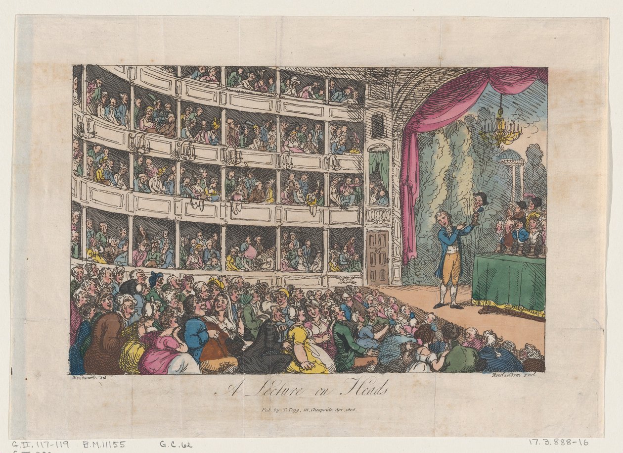 Frontispice, de A Lecture on Heads par George Alexander Stevens, avril 1808 - Thomas Rowlandson