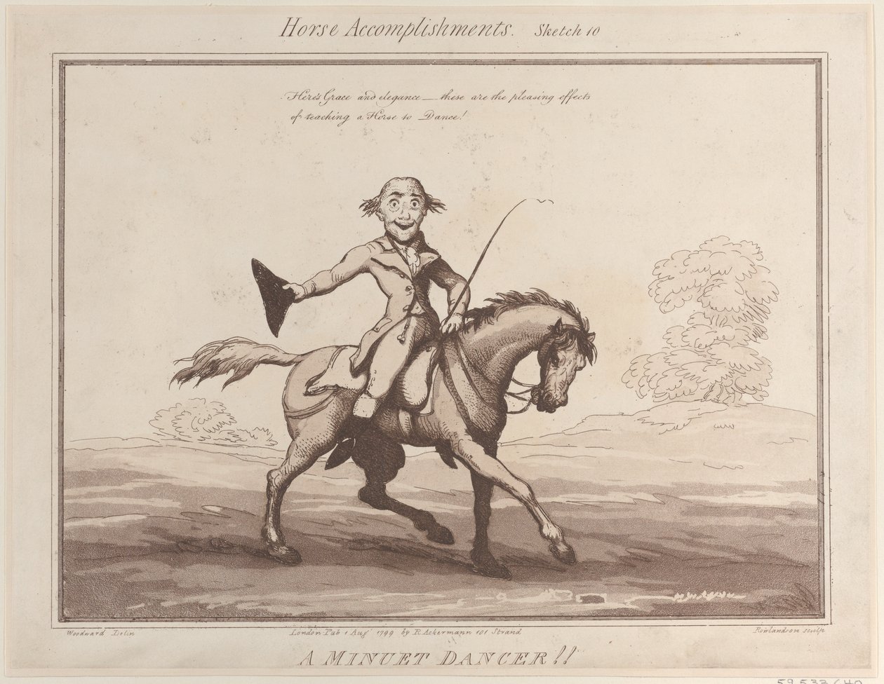 Accomplissements du cheval, croquis 10 : Un danseur de menuet !! - Thomas Rowlandson