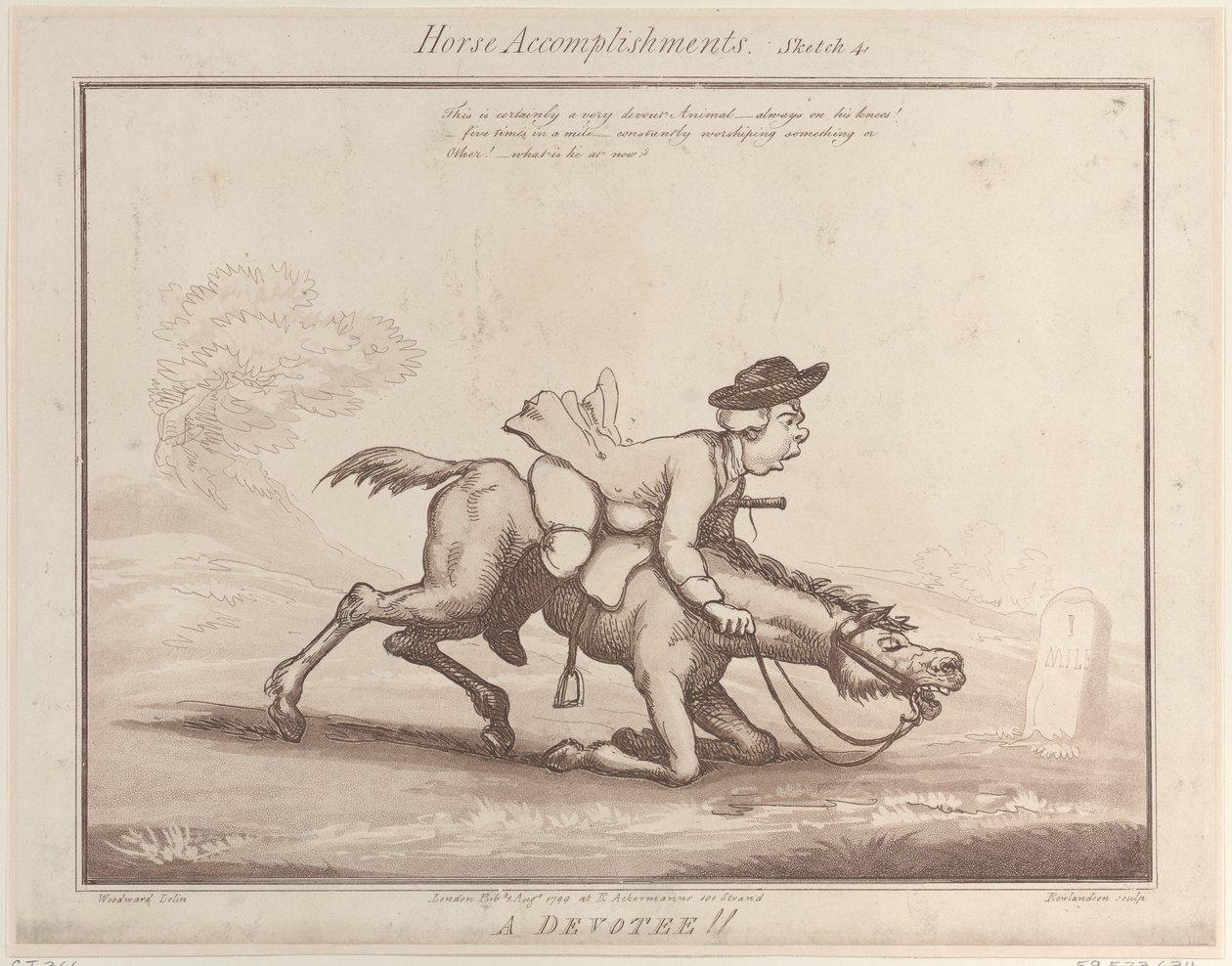 Accomplissements du cheval, Esquisse 4 : Un dévot !! - Thomas Rowlandson