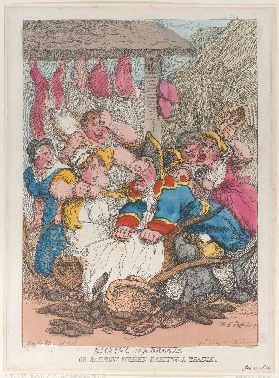 Soulever une brise ou des femmes de Barrow bastonnant un bedeau - Thomas Rowlandson