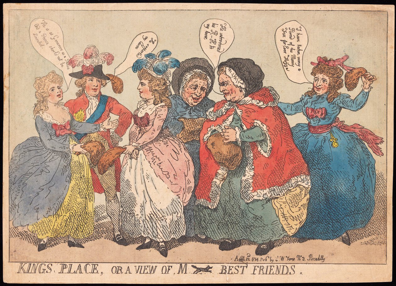 Kings Place, ou une vue des meilleurs amis de M ----, pub. 1784 - Thomas Rowlandson