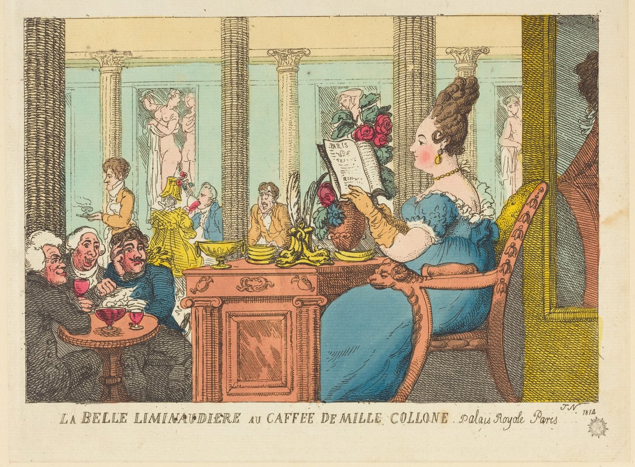 La Belle Limonaudiere au Cafe des Mille Colonnes, Palais Royal, Paris - Thomas Rowlandson
