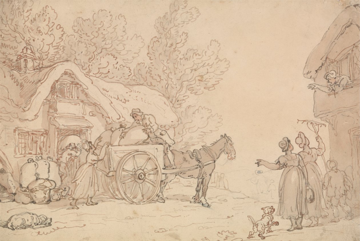 Chargement de Sacs dans une Charrette - Thomas Rowlandson