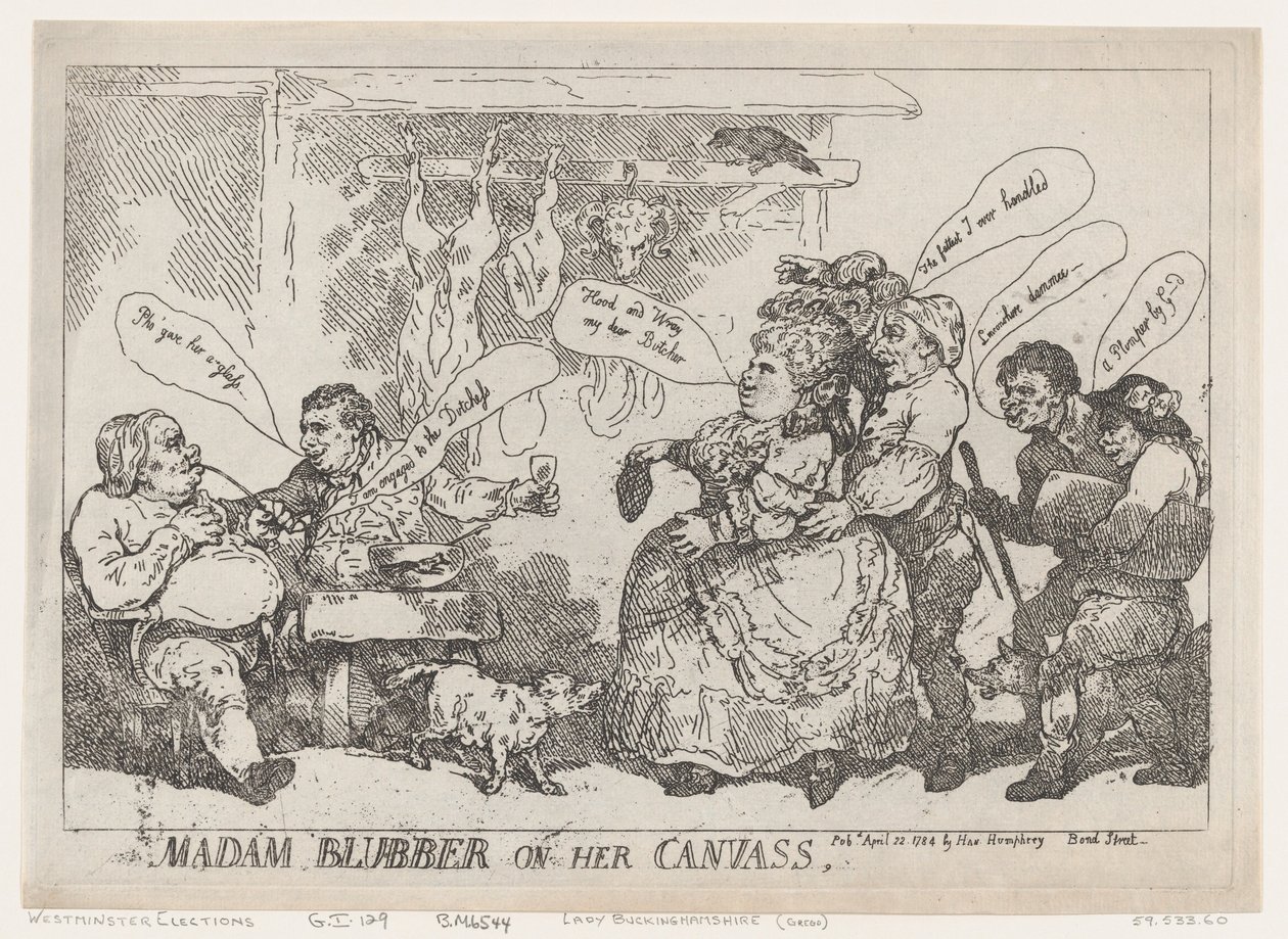 Madame Blubber sur sa toile, 22 avril 1784 - Thomas Rowlandson