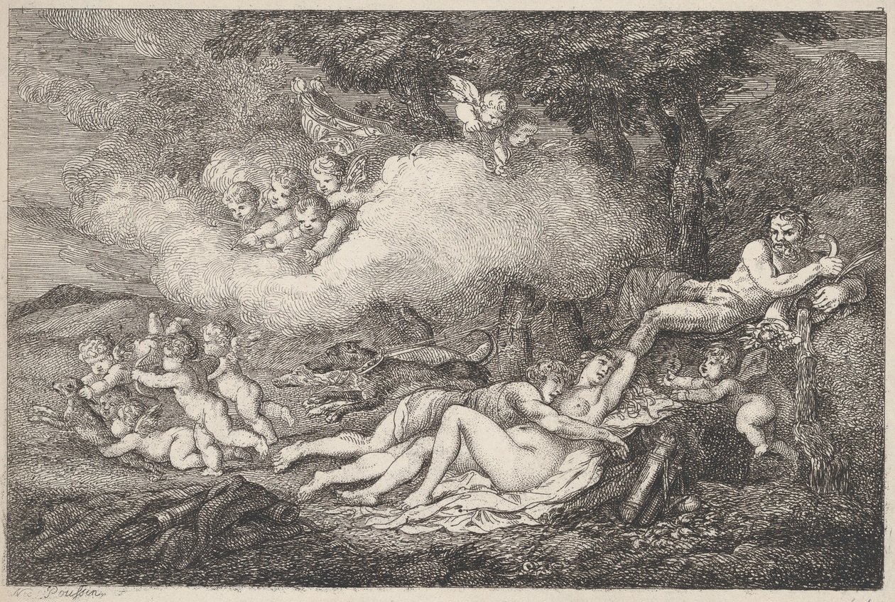 Mars et Vénus endormie avec des putti - Thomas Rowlandson