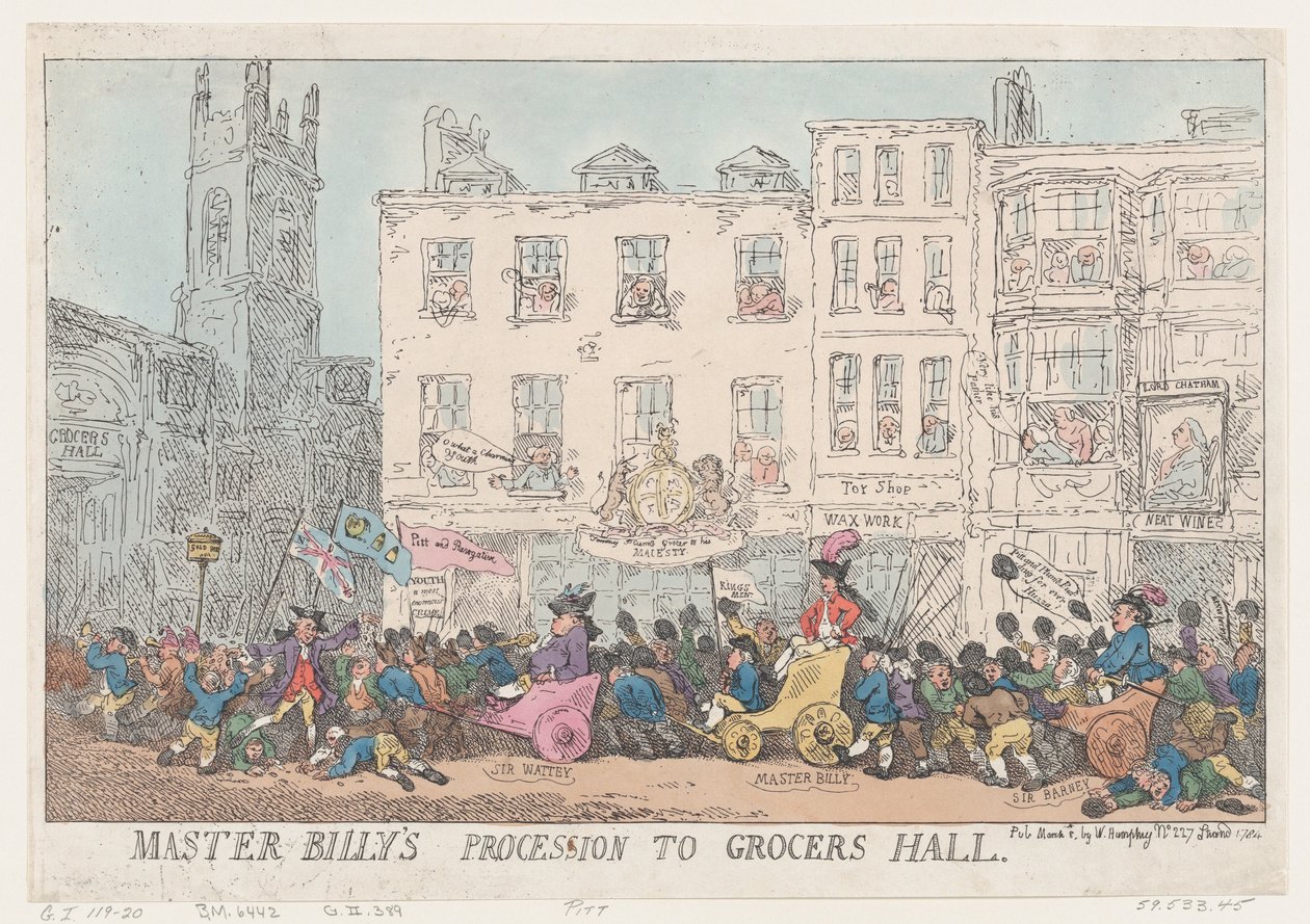Procession de Maître Billy à Grocers Hall, 8 mars 1784 - Thomas Rowlandson