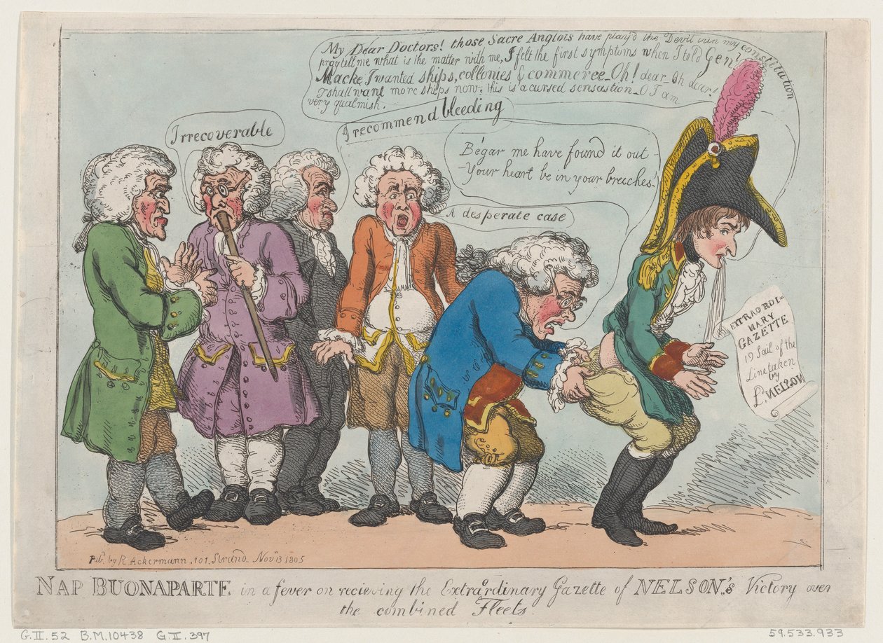 Nap Buonaparte en fièvre en recevant la Gazette extraordinaire de Nelson - Thomas Rowlandson