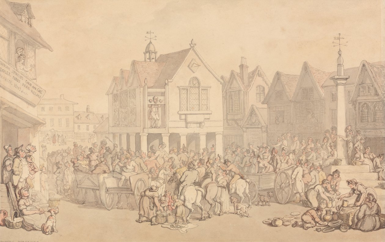 Place du marché de Newbury, dans le Berkshire - Thomas Rowlandson