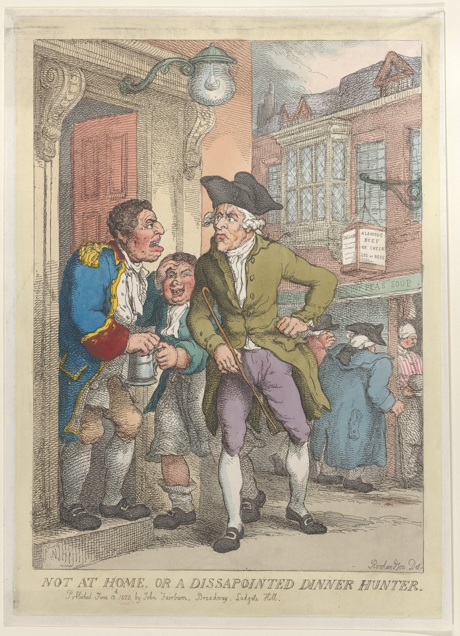 Pas à la maison, ou un chasseur de dîner déçu, 13 juin 1823 - Thomas Rowlandson