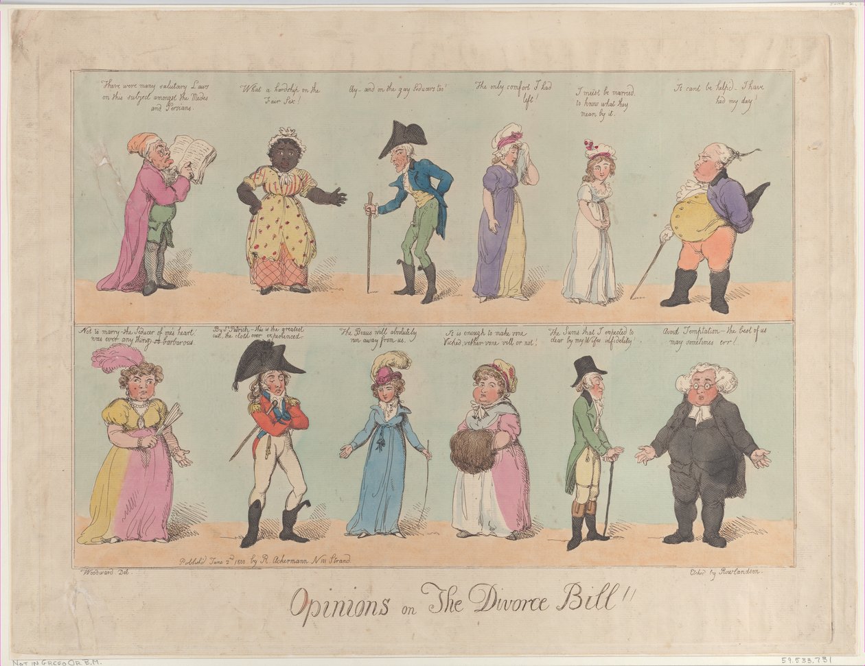 Opinions sur le projet de loi sur le divorce !!, 2 juin 1800 - Thomas Rowlandson