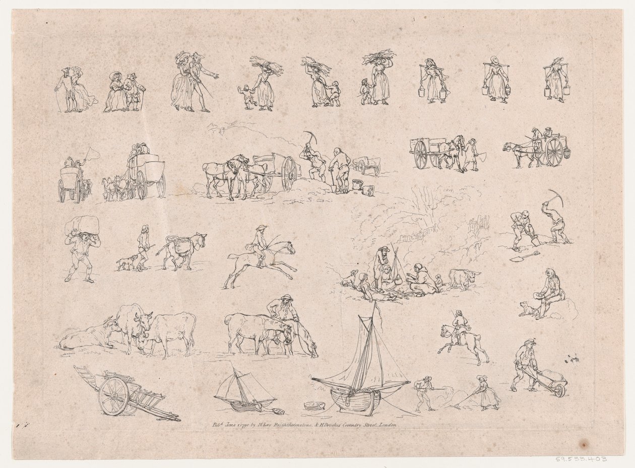 Planche 2, Contours de figures, paysages et bétail... pour l