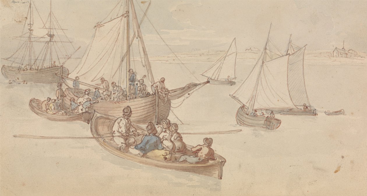 Bateaux de plaisance dans un estuaire - Thomas Rowlandson