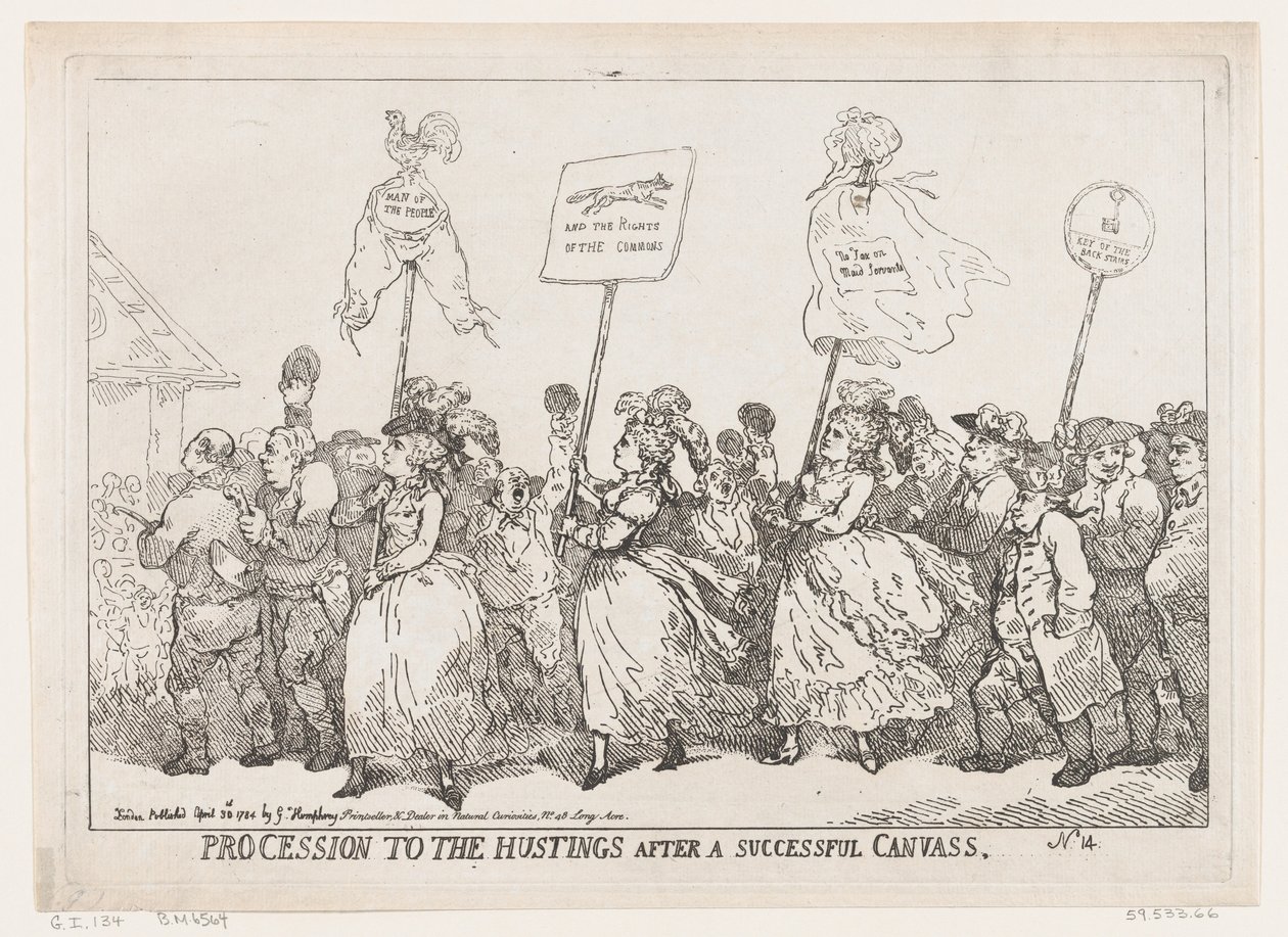 Procession vers les urnes après une campagne réussie, 30 avril 1784 - Thomas Rowlandson