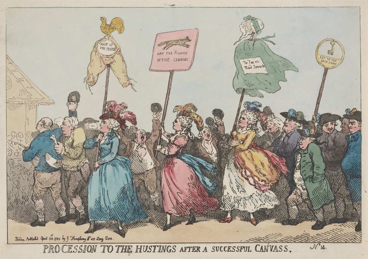 Défilé vers la tribune électorale après une campagne électorale couronnée de succès - Thomas Rowlandson